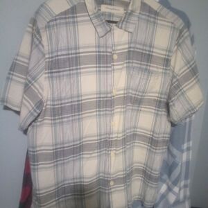 Men's Blue and Gray Plaid Shirt